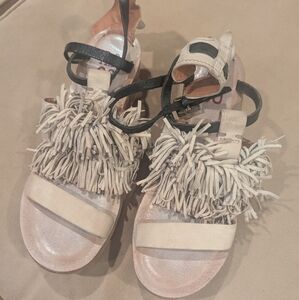 A.S. 98 Fringe Sandals with Black Straps Sz 37